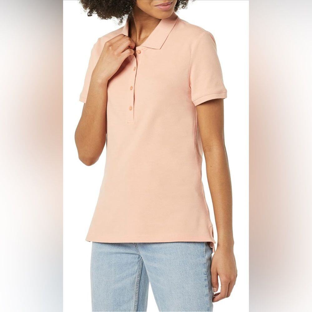 Amazon Essentials Polo Shirt Size M Short-Sleeve Peach (354)